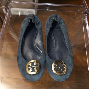 Navy suede gently used Tory Burch flats